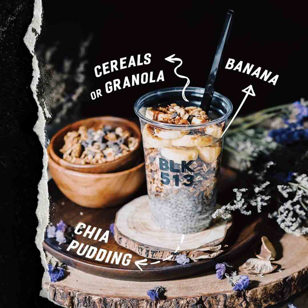 Components of BLK 513 Milky Chia Pudding