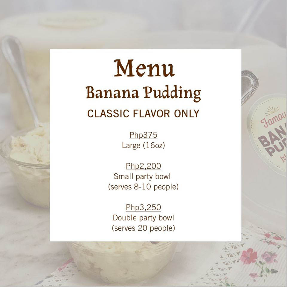 Banana Pudding M Bakery Menu