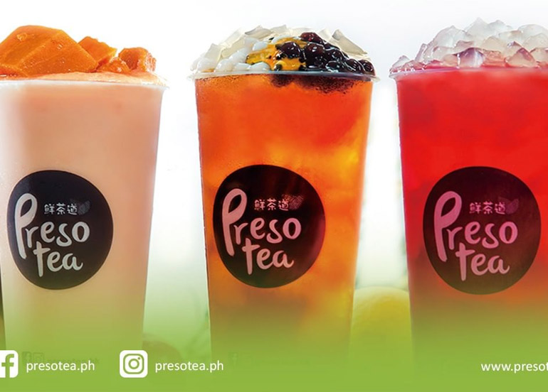 Presotea, milk tea, fruit teas