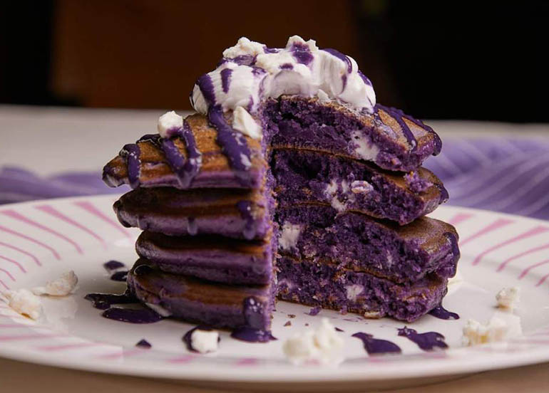 Ube Cream Cheese Hotcakes