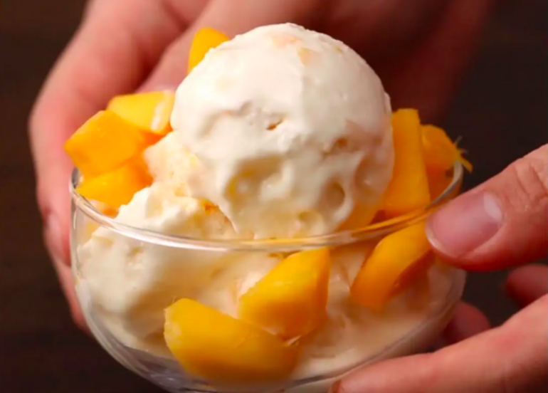 mango and passionfruit ice cream