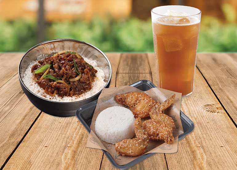 Honey Almont Butter Wings with Rice and Beef Bulgogi from Bonchon