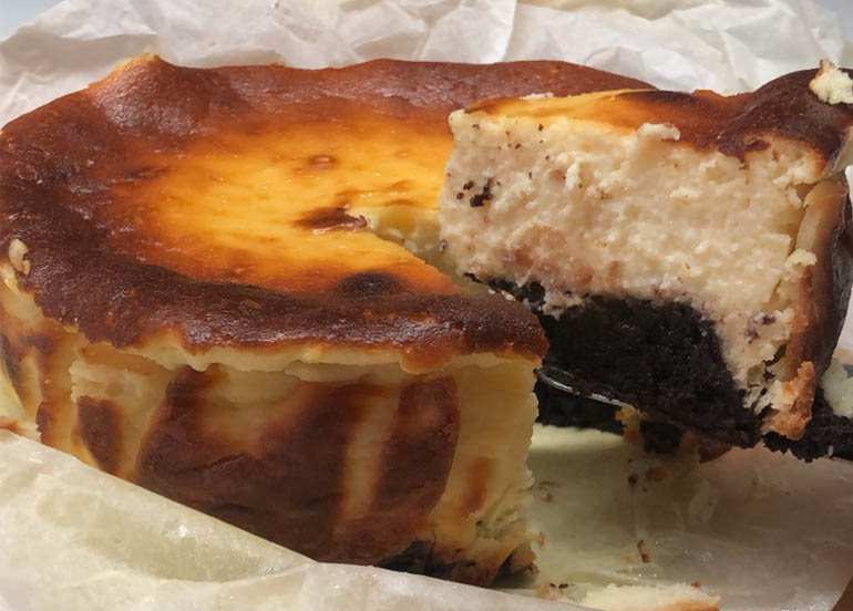 sunrise over, brownie basque burnt cheesecake