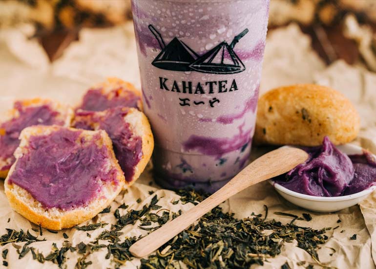 ube, kahatea milktea