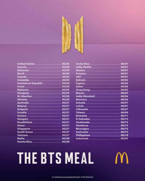 BTS Meal Countries