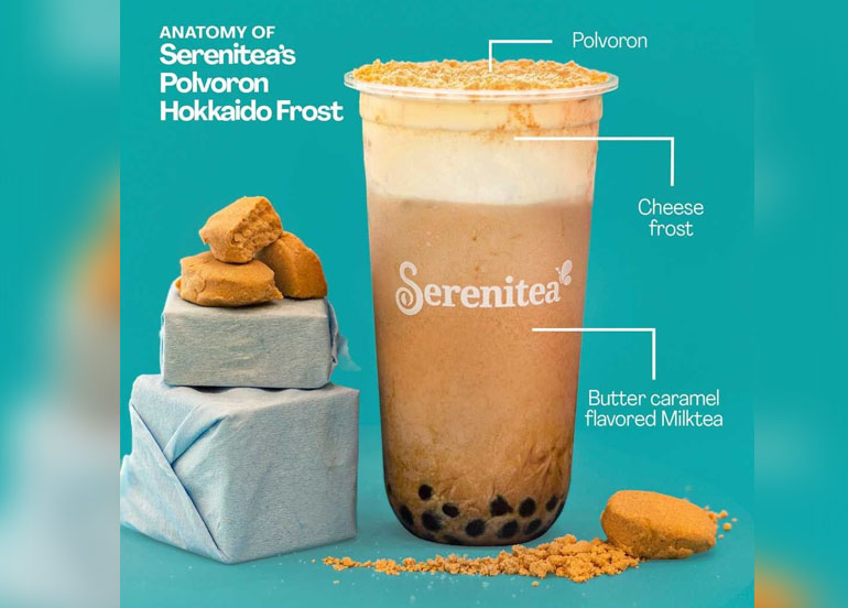 polvoron milk tea, serenitea, polvoron hokkaido frost