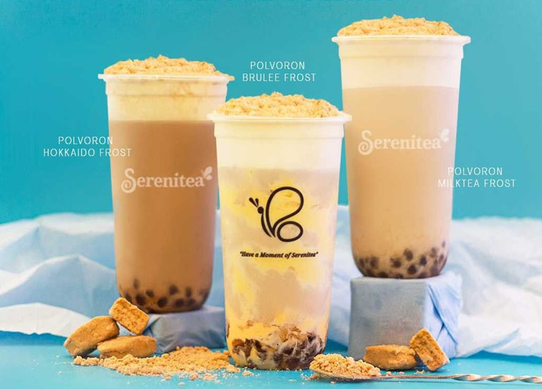 polvoron milk tea, serenitea, polvoron hokkaido frost, polvoron brulee frost, polvoron milktea frost