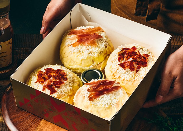 Mary Grace Ensaymada with Jamon Serrano Gran Reserva & Chorizo Iberico de Bellota and Truffle Honey