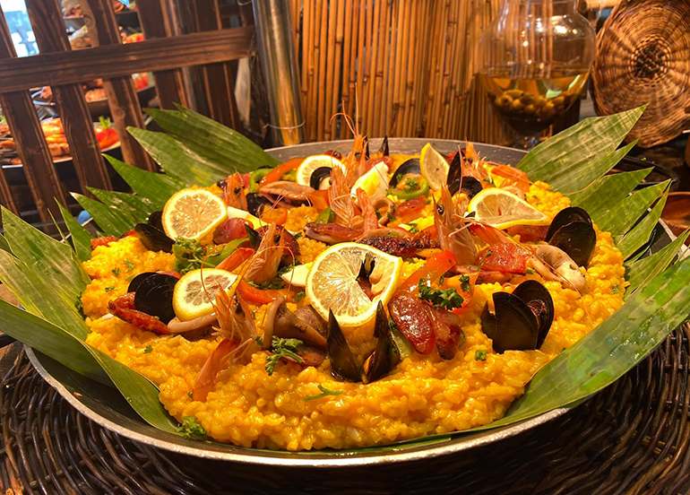 Viking's buffet seafood paella