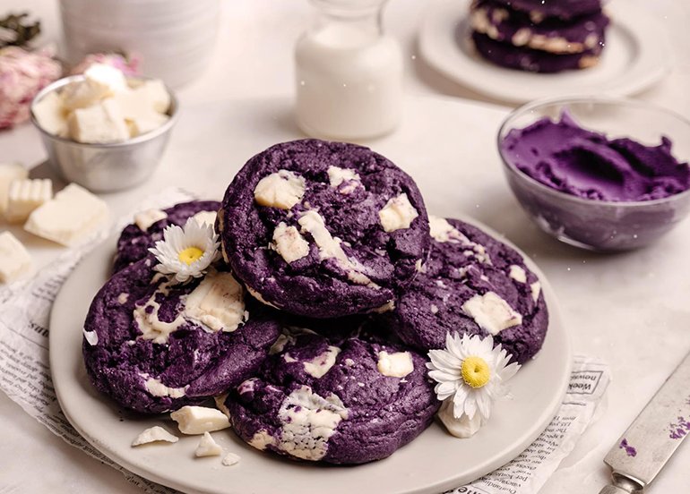 mad batter co ube white chocolate cookies