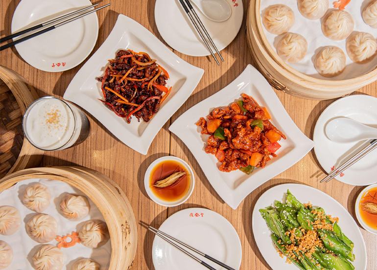 din tain fung beef strips sweet and sour pork xiao long bao