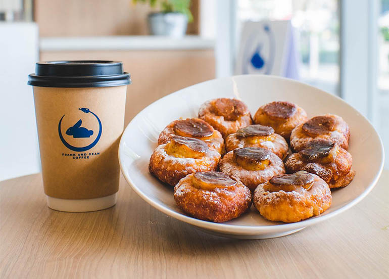 Coffee and Leche Flan Donuts Frank & Dean Coffee