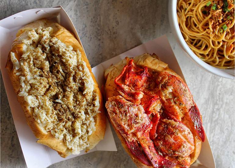 bunappetit lobster roll shrimp cheese roll garlic noodles