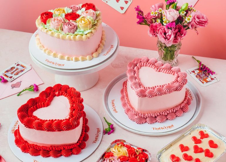butternut bakery mocha bouquet cake pink velvet heart cake