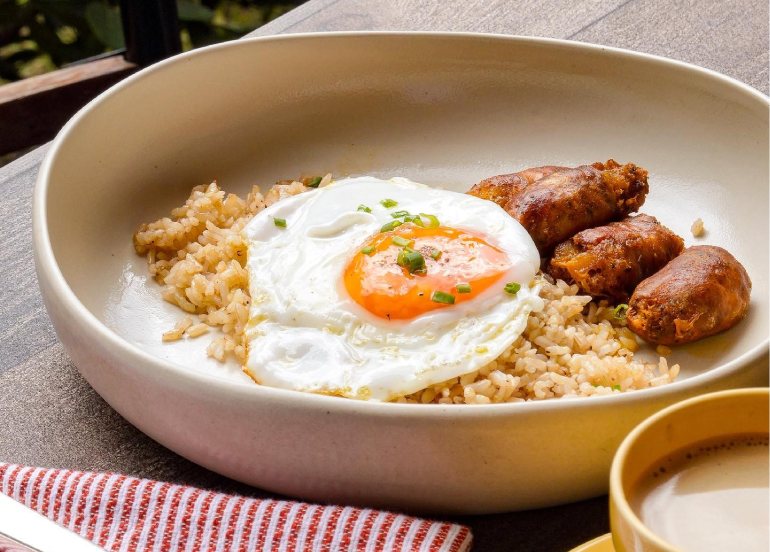 Alaminos Longganisa with Heirloom Brown Garlic Fried Rice & an Organic Egg grace park rockwell