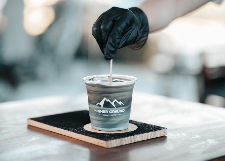 higher ground specialty coffee charcoal latte